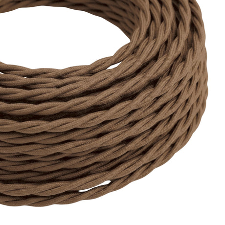 Skręcany kabel w oplocie bawełnianym – Brąz espresso