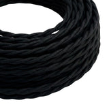 Skręcany kabel w oplocie bawełnianym – Węglowa czerń