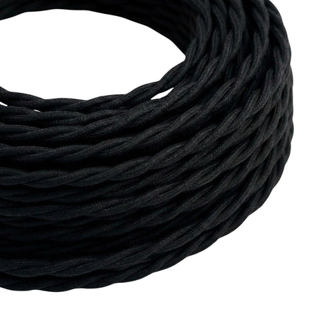 Skręcany kabel w oplocie bawełnianym – Węglowa czerń