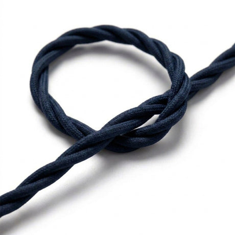 Skręcany kabel w oplocie z efektem jedwabiu – Głęboki niebieski
