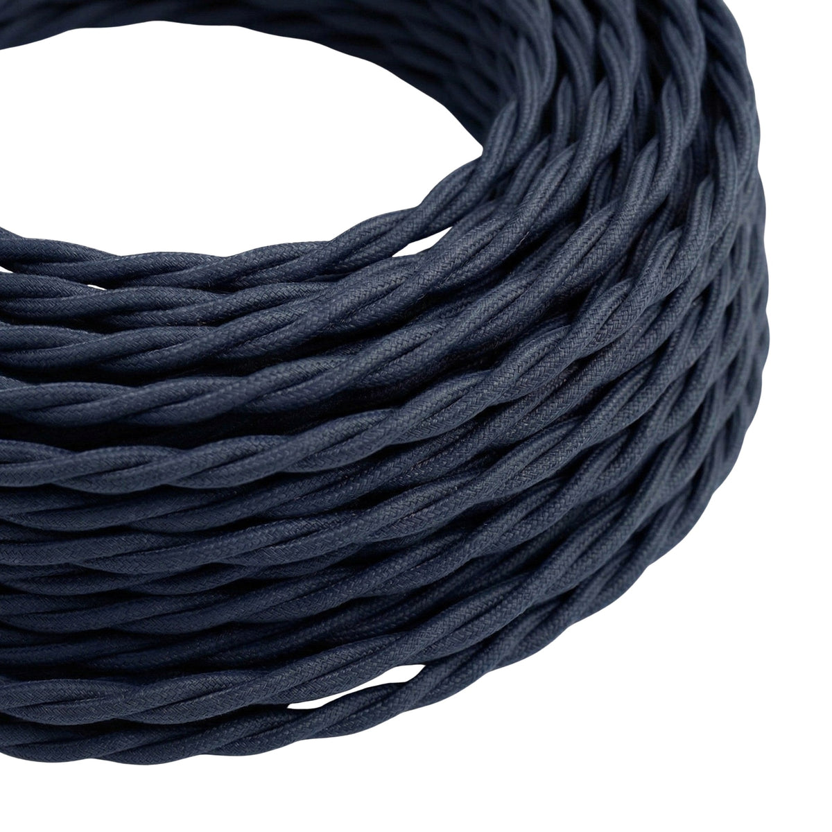 Skręcany kabel w oplocie z efektem jedwabiu – Głęboki niebieski