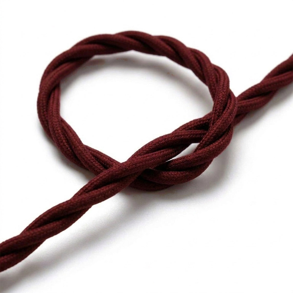 Skręcany kabel w oplocie z efektem jedwabiu – Bordowy
