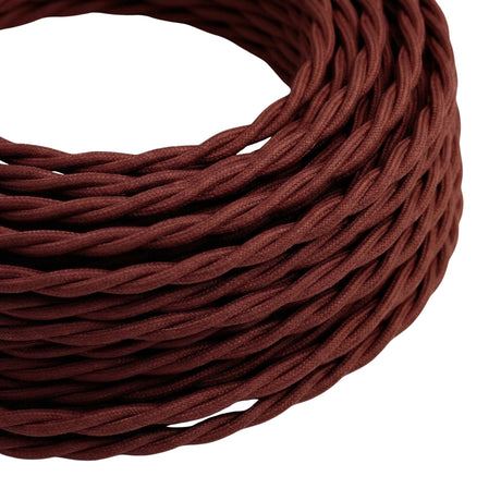 Skręcany kabel w oplocie z efektem jedwabiu – Bordowy