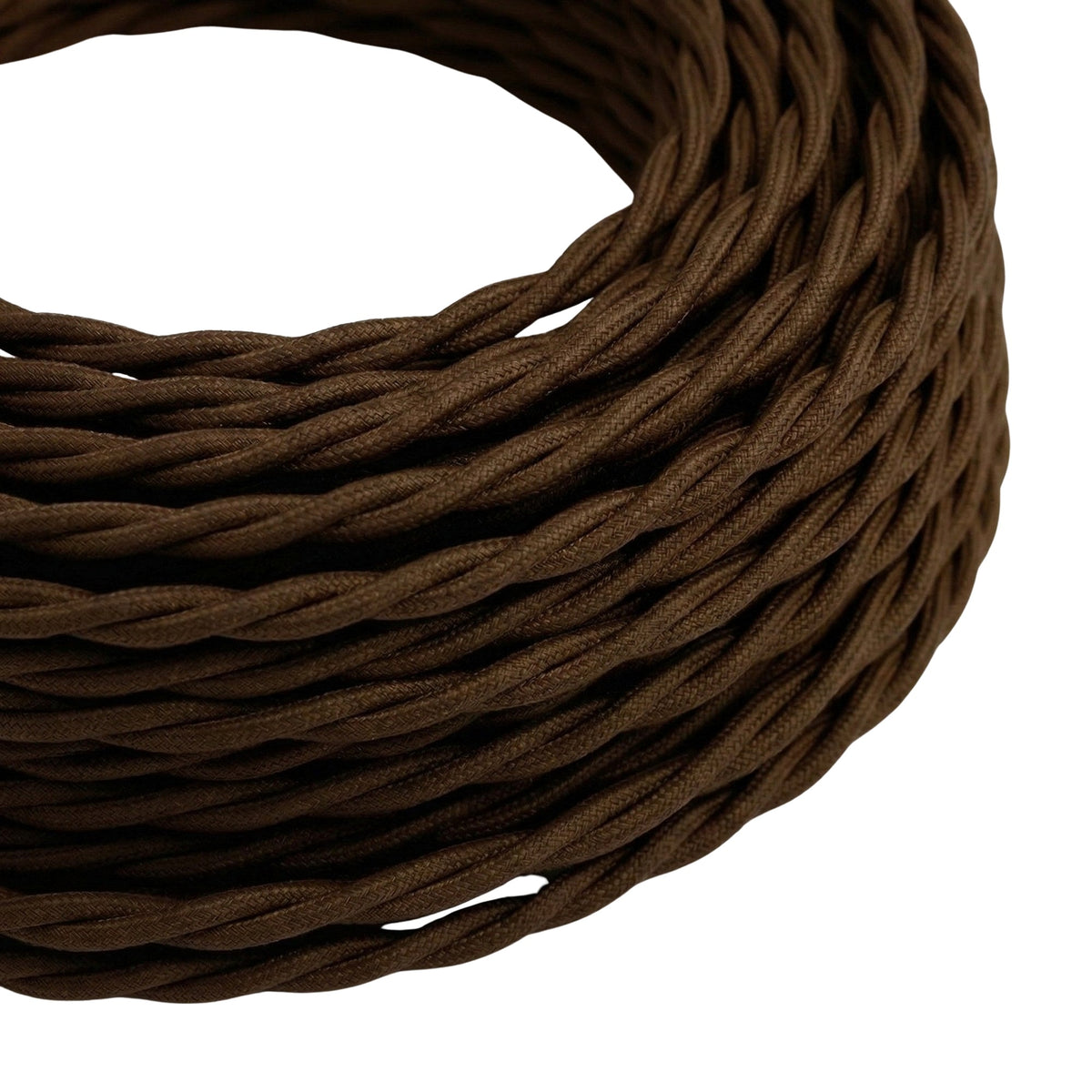 Skręcany kabel w oplocie z efektem jedwabiu – Brąz espresso
