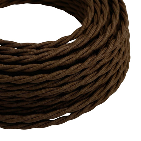 Skręcany kabel w oplocie z efektem jedwabiu – Brąz espresso