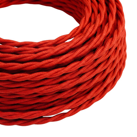 Skręcany kabel w oplocie z efektem jedwabiu – Ognista czerwień