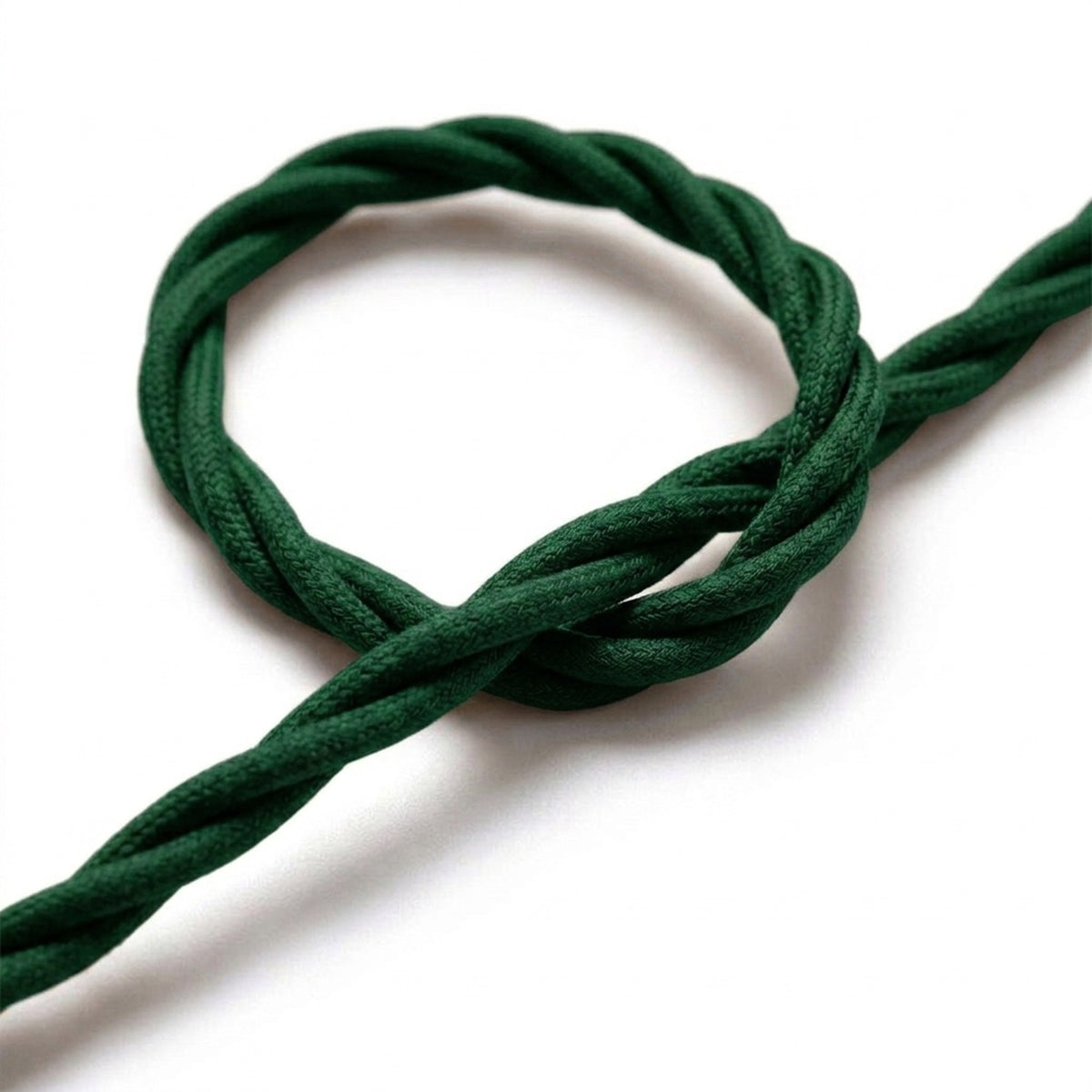 Skręcany kabel w oplocie z efektem jedwabiu – Leśna zieleń