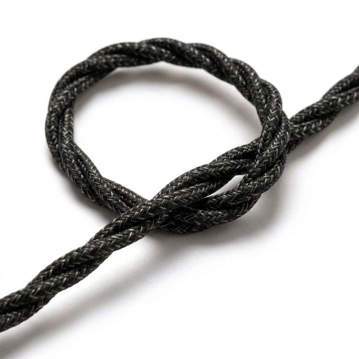 Skręcany kabel w oplocie z naturalnego lnu – Antracytowy