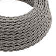 Skręcany kabel tekstylny, naturalny szary len — widok 1
