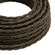 Skręcany kabel w oplocie z naturalnego lnu – Brązowy