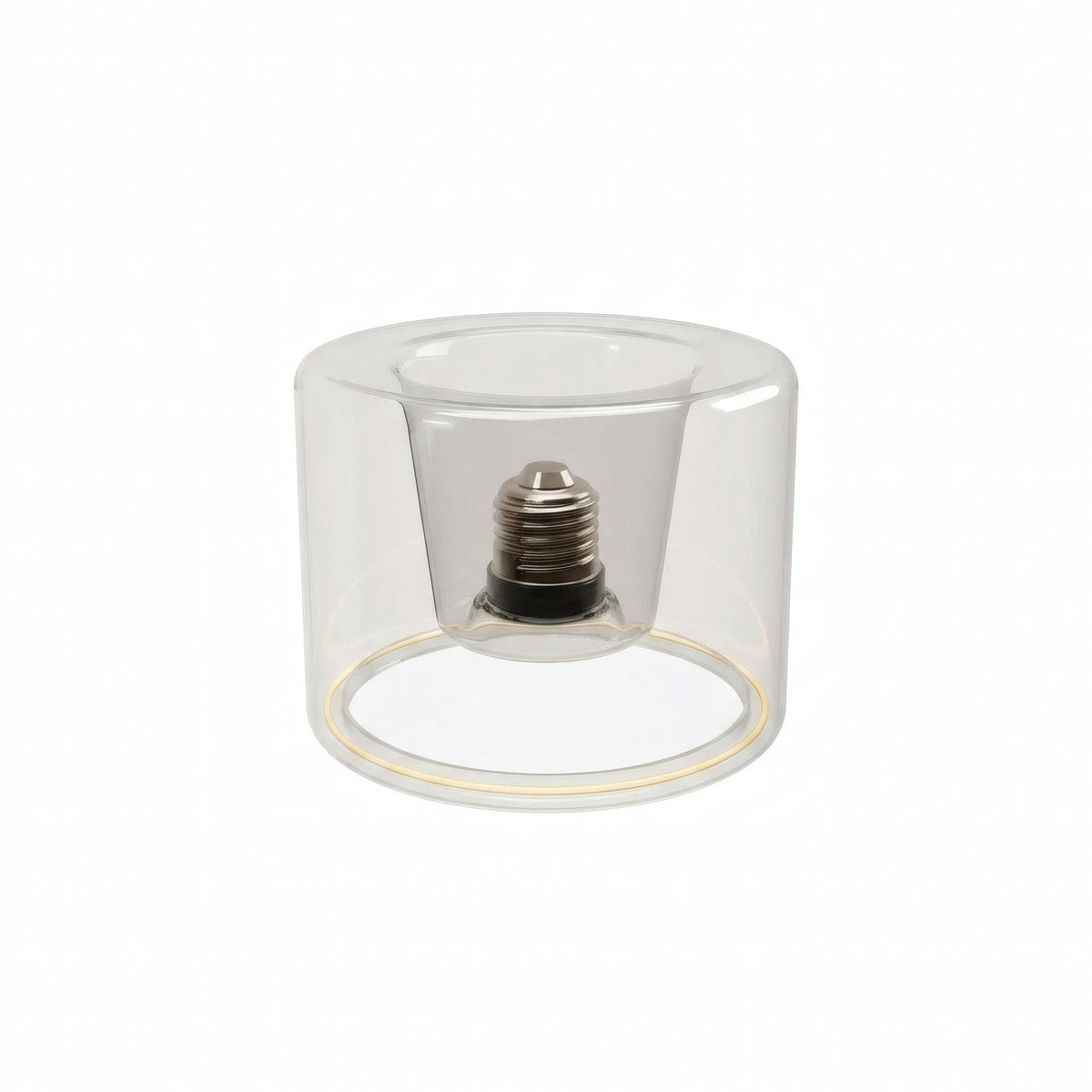 Żarówka LED donut E27 z przezroczystego szkła, Ø 120 mm, wyłączona, widoczny wpuszczany trzonek E27, białe tło