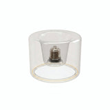 Żarówka LED donut E27 z przezroczystego szkła, Ø 120 mm, ujęcie pod kątem trzech czwartych, białe tło