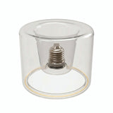 Żarówka LED donut E27 z przezroczystego szkła, Ø 120 mm, ujęcie lekko z góry, białe tło