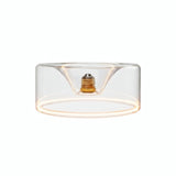 Żarówka LED donut E27 z przezroczystego szkła, Ø 195 mm, włączona, ciepły pierścień światła, białe tło