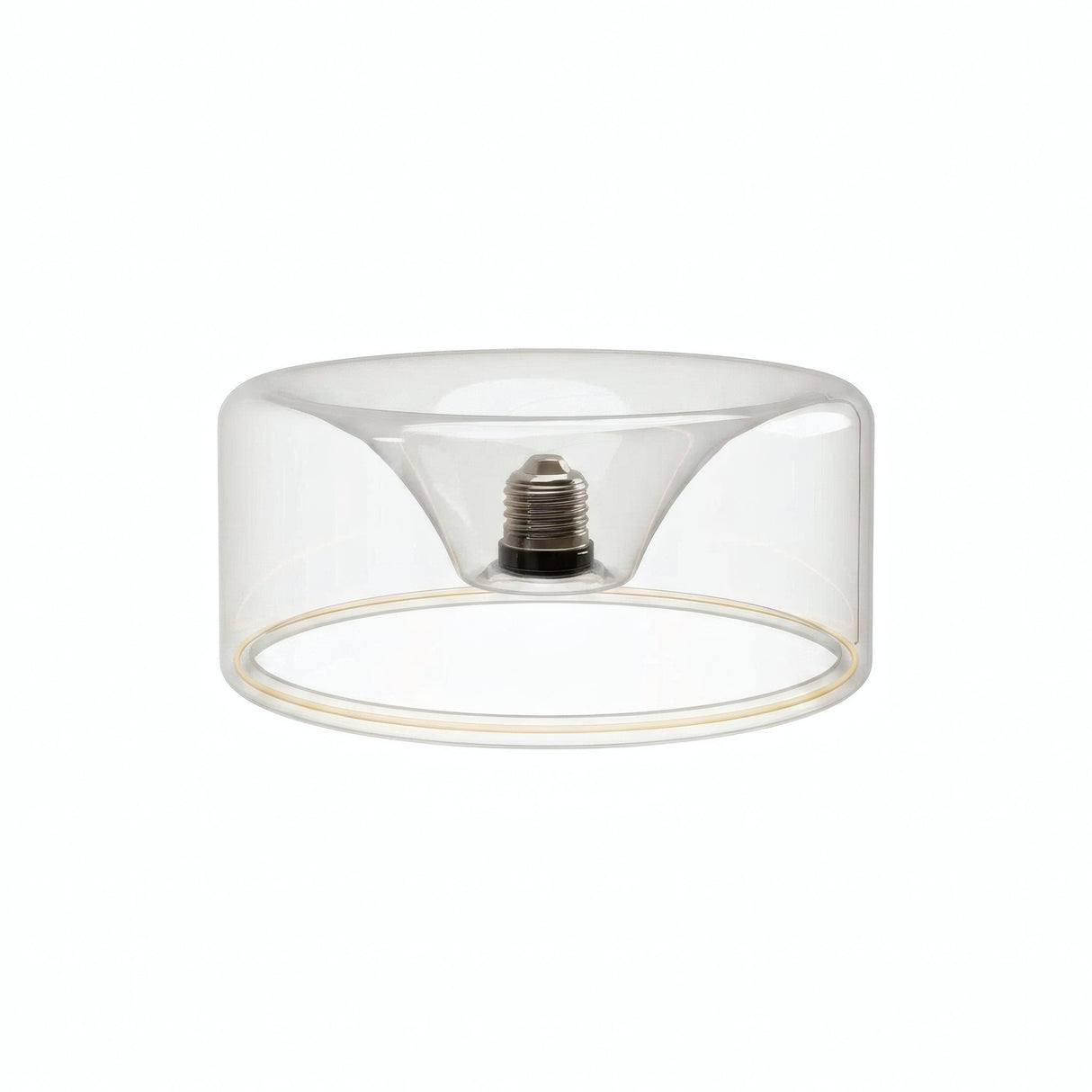 Żarówka LED donut E27 z przezroczystego szkła, Ø 195 mm, wyłączona, widoczny wpuszczany trzonek E27, białe tło