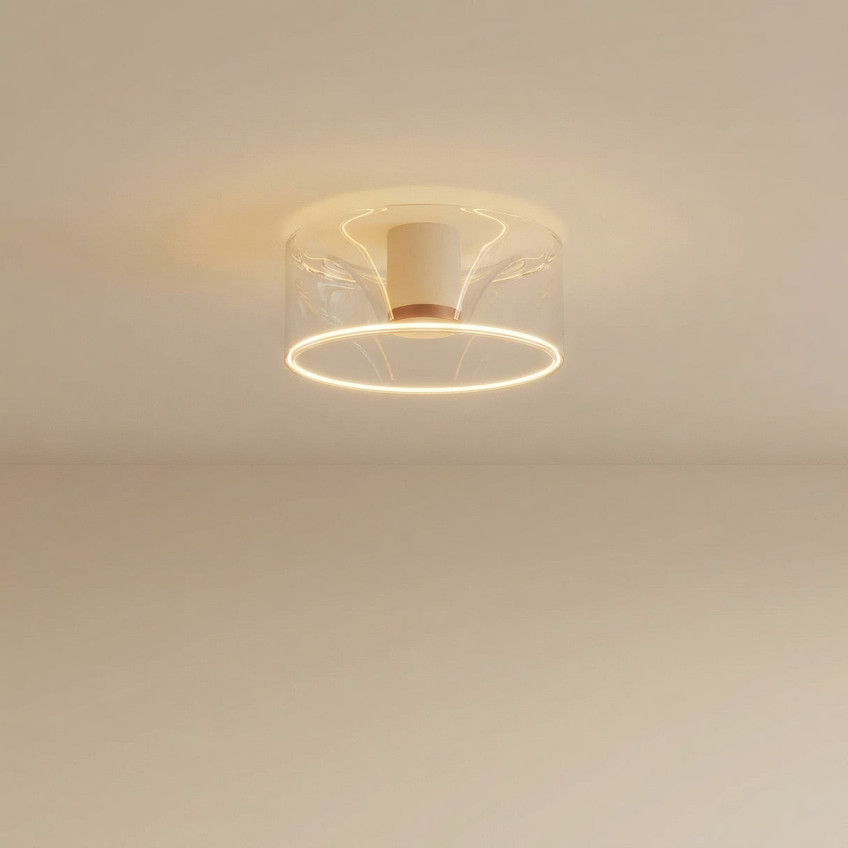 Żarówka LED donut E27 z przezroczystego szkła, Ø 195 mm, pod sufitem, miękkie ciepłe światło