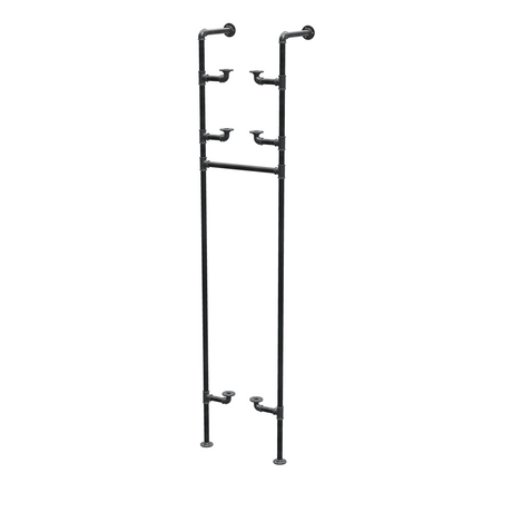 Étagère-penderie murale en tuyaux de plomberie noirs Ø 27 mm — largeur 40 cm, 3 tablettes, vue de trois quarts sur fond blanc