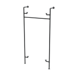 Étagère-penderie murale en tuyaux de plomberie noirs Ø 27 mm — largeur 100 cm, 2 tablettes, vue de trois quarts sur fond blanc