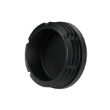 Czarna zaślepka lamelowa do złączki GW 1″1/4 33x42, widok od spodu: pusty korpus i lamele