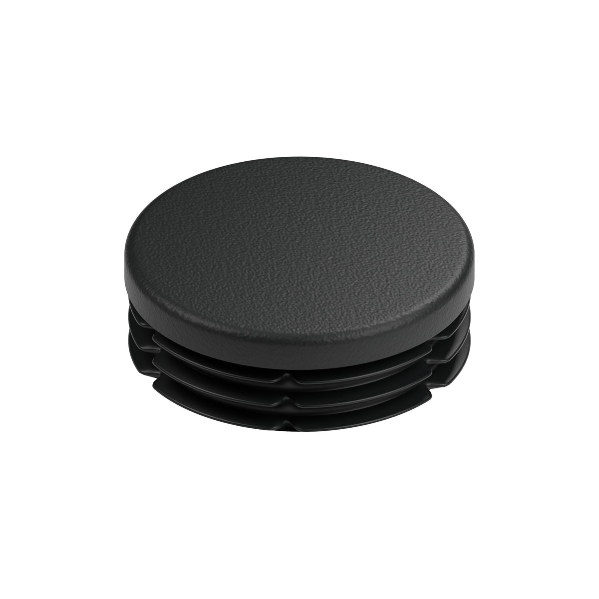 Czarna zaślepka lamelowa do złączki GW 1″1/4 33x42, widok z góry na płaski łeb
