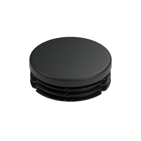 Czarna zaślepka lamelowa do złączki GW 1″1/4 33x42, widok z góry na płaski łeb