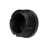 Czarna zaślepka lamelowa do złączki GW 3/4″ 20x27, widok od spodu: pusty korpus i lamele