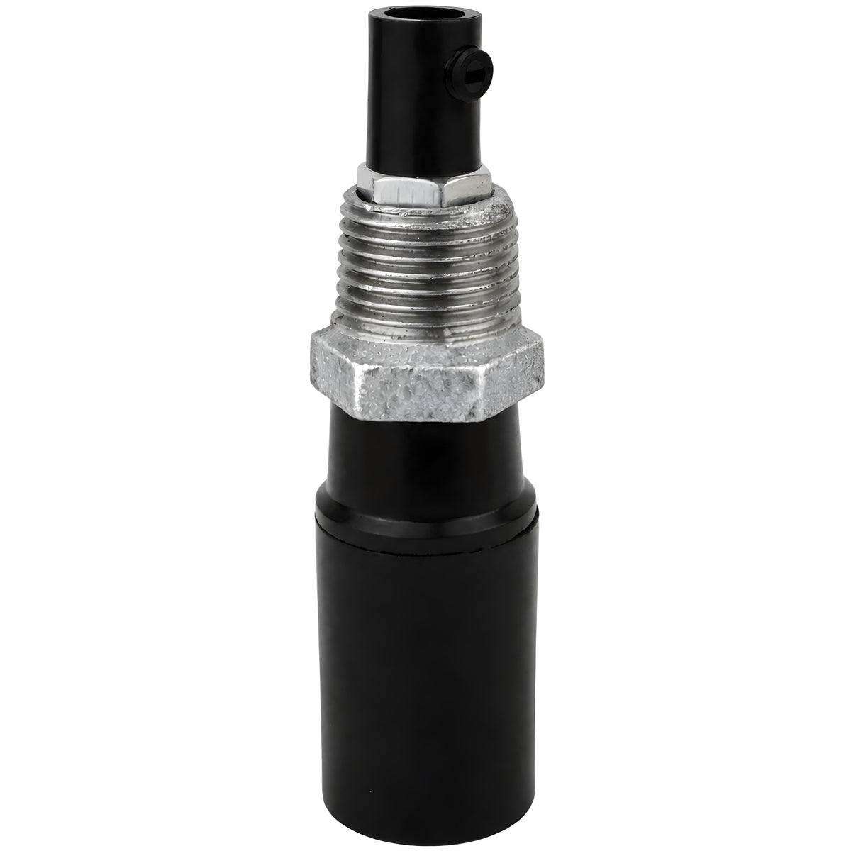 Zestaw oprawki E14 bakelitowej na złączce z żeliwa ocynkowanego 1/2'' (15x21mm) z gwintem zewnętrznym