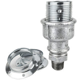 Zestaw oprawki E27 z błyszczącego metalu w kolorze srebrnym na złączce z żeliwa ocynkowanego 1/2'' (15x21mm) z gwintem zewnętrznym
