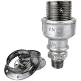Zestaw oprawki E27 z błyszczącego metalu w kolorze czarnym na złączce z żeliwa ocynkowanego 1/2'' (15x21mm) z gwintem zewnętrznym