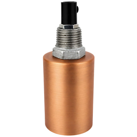 Zestaw oprawki E27 z gładkiego metalu w kolorze miedzi na złączce z żeliwa ocynkowanego 1/2'' (15x21mm) z gwintem zewnętrznym