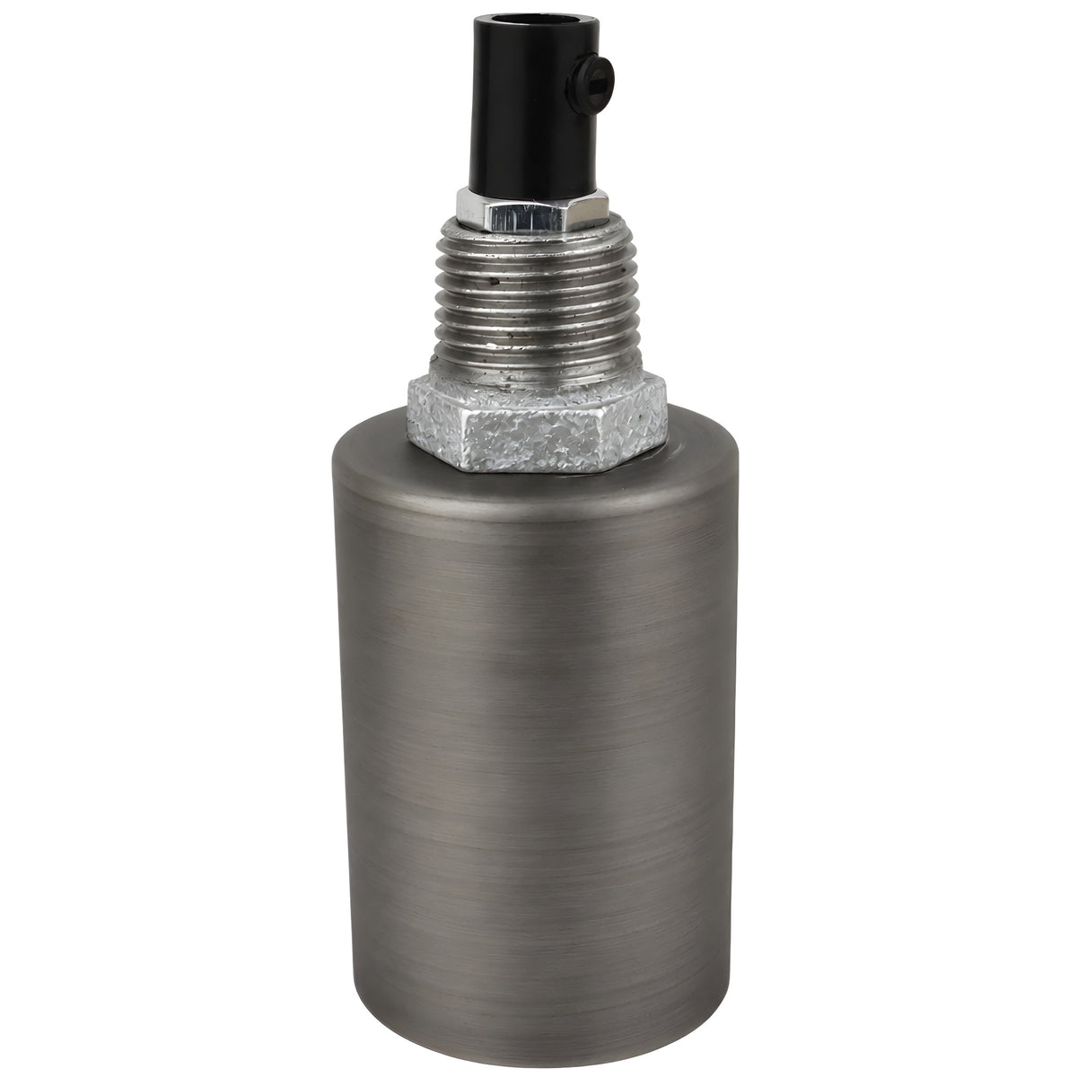Zestaw oprawki E27 z gładkiego metalu w kolorze szarym na złączce z żeliwa ocynkowanego 1/2'' (15x21mm) z gwintem zewnętrznym