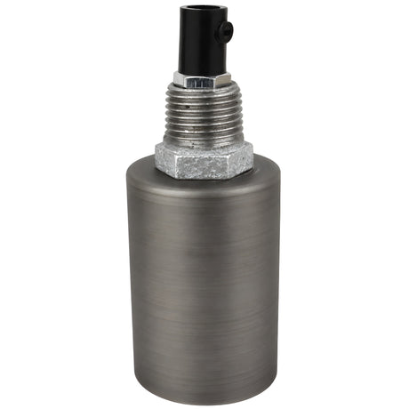 Zestaw oprawki E27 z gładkiego metalu w kolorze szarym na złączce z żeliwa ocynkowanego 1/2'' (15x21mm) z gwintem zewnętrznym