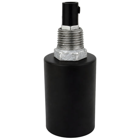 Zestaw oprawki E27 z gładkiego metalu w kolorze czarnym na złączce z żeliwa ocynkowanego 1/2'' (15x21mm) z gwintem zewnętrznym