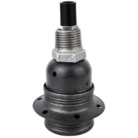 Zestaw oprawki E27 z matowego metalu w kolorze szarym na złączce z żeliwa ocynkowanego 1/2'' (15x21mm) z gwintem zewnętrznym