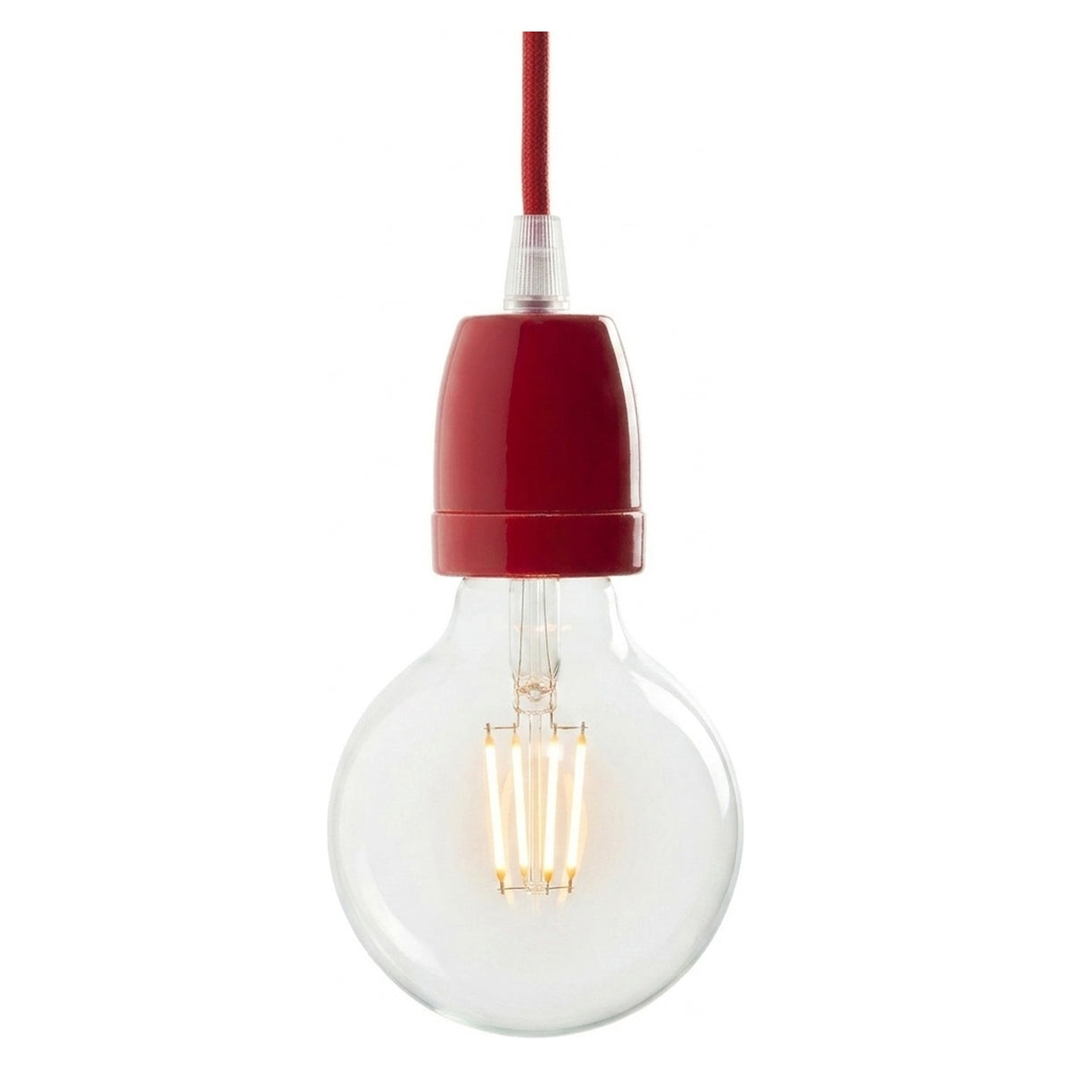 Oprawka E27 porcelanowa — Czerwony