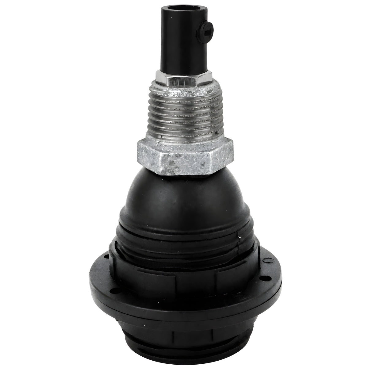 Zestaw oprawki E27 termoplastycznej z pierścieniami na złączce z żeliwa ocynkowanego 1/2'' (15x21mm) z gwintem zewnętrznym