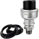 Zestaw oprawki E27 bakelitowej na złączce z żeliwa ocynkowanego 1/2'' (15x21mm) z gwintem zewnętrznym