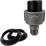 Zestaw oprawki E27 bakelitowej na złączce z czarnego żeliwa ekonomicznego 1/2'' (15x21mm) z gwintem zewnętrznym