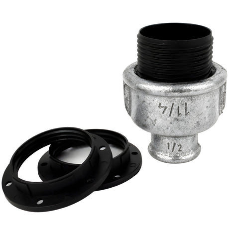 Zestaw oprawki E27 termoplastycznej na złączce z żeliwa ocynkowanego 1/2'' (15x21mm) z gwintem wewnętrznym