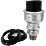 Zestaw oprawki E27 termoplastycznej na złączce z żeliwa ocynkowanego 1/2'' (15x21mm) z gwintem zewnętrznym