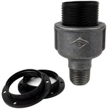 Zestaw oprawki E27 termoplastycznej na złączce z czarnego żeliwa ekonomicznego 1/2'' (15x21mm) z gwintem zewnętrznym