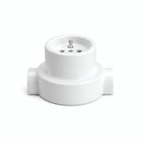 Zestaw: porcelanowe gniazdo ścienne i podstawa — Francuskie 2P+T 16 A / Biały / 2 wyjścia w linii
