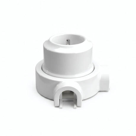Zestaw: porcelanowe gniazdo ścienne i podstawa — Francuskie 2P+T 16 A / Biały / 2 wyjścia