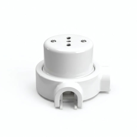 Zestaw: porcelanowe gniazdo ścienne i podstawa — Włoskie 2P+T 10/16 A / Biały / 2 wyjścia