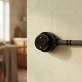 Zestaw: porcelanowe gniazdo ścienne i podstawa — Włoskie 2P+T 10/16 A / Czarny / Płaska Ø 100 mm