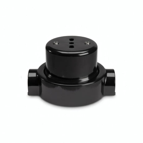 Zestaw: porcelanowe gniazdo ścienne i podstawa — Włoskie 2P+T 10/16 A / Czarny / 2 wyjścia w linii