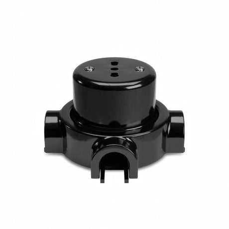 Zestaw: porcelanowe gniazdo ścienne i podstawa — Włoskie 2P+T 10/16 A / Czarny / 3 wyjścia