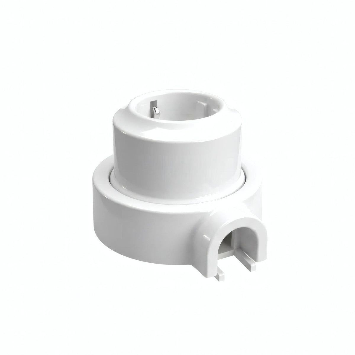 Zestaw: porcelanowe gniazdo ścienne i podstawa — Schuko 2P+T 16 A / Biały / 1 wyjście