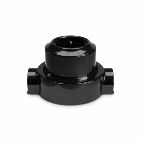 Zestaw: porcelanowe gniazdo ścienne i podstawa — Schuko 2P+T 16 A / Czarny / 2 wyjścia w linii