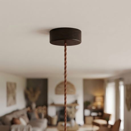 Mini rozeta cylindryczna z drewna, Ø 88 mm — 1 otwór centralny / Efekt wenge